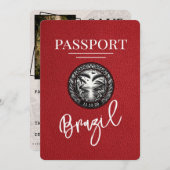Red Brazil Passport Bewaar de datum Save The Date (Voorkant / Achterkant)