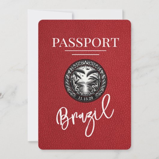 Red Brazil Passport Bewaar de datum Save The Date (Voorkant)