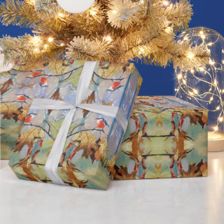 Red Breast Bird Gift Wrapping Paper Cadeaupapier
