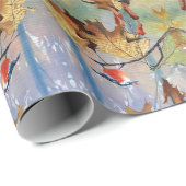 Red Breast Bird Gift Wrapping Paper Cadeaupapier (Rol Hoek)