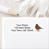 Red Breasted American Robin Digitally Drawn Bird Etiket (Insitu)