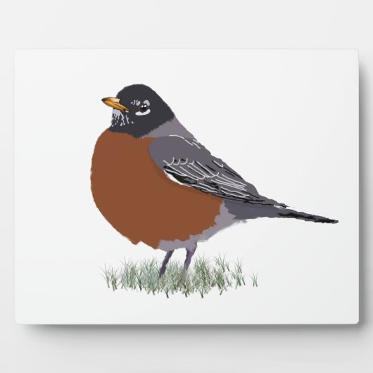 Red Breasted American Robin Digitally Drawn Bird Fotoplaat (Voorkant)