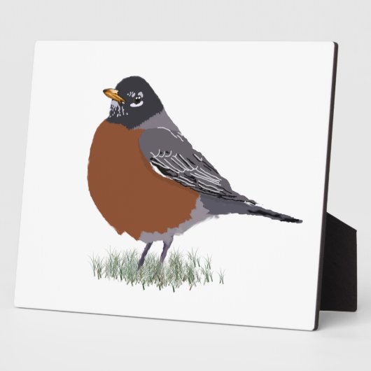 Red Breasted American Robin Digitally Drawn Bird Fotoplaat (Zijkant)