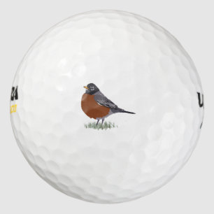 Red Breasted American Robin Digitally Drawn Bird Golfballen