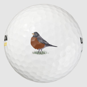 Red Breasted American Robin Digitally Drawn Bird Golfballen
