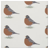 Red Breasted American Robin Digitally Drawn Bird Stof (Swatch)