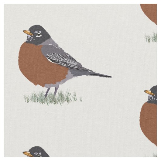 Red Breasted American Robin Digitally Drawn Bird Stof (Close Up)