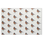 Red Breasted American Robin Digitally Drawn Bird Stof (Fat Quarter)
