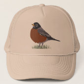 Red Breasted American Robin Digitally Drawn Bird Trucker Pet (Voorkant)