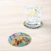 Red Breasted Coaster Ronde Kartonnen Onderzetter (Insitu)