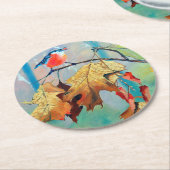 Red Breasted Coaster Ronde Kartonnen Onderzetter (Gebogen)