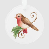Red-Breasted Robin met Holly Ornament (achterkant)