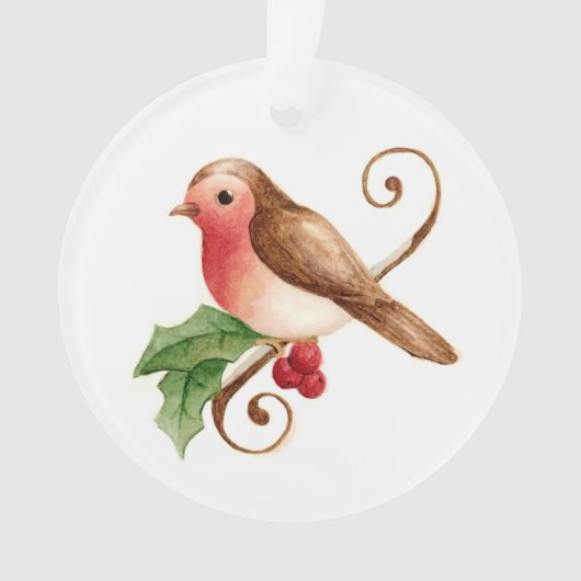 Red-Breasted Robin met Holly Ornament (voorkant)