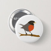 Red Breasted Robin op Branch Ronde Button 5,7 Cm (Voorkant /achterkant)