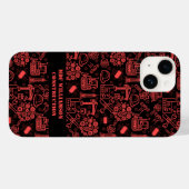 Red brick Architectural Blueprint Engineer Pattern Case-Mate iPhone Case (Achterkant (horizontaal))