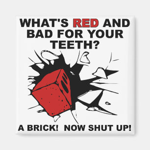 Red Brick Bad voor Teeth Funny Fridge Magnet offer