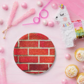 Red Brick & Glitter Holiday Kerstparty Papieren Bordje (Feest)