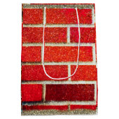 Red Brick & Glitter Holiday Naughty of Nice Party Medium Cadeauzakje (Achterkant)