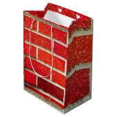 Red Brick & Glitter Holiday Naughty of Nice Party Medium Cadeauzakje (Achterkant Gekanteld)