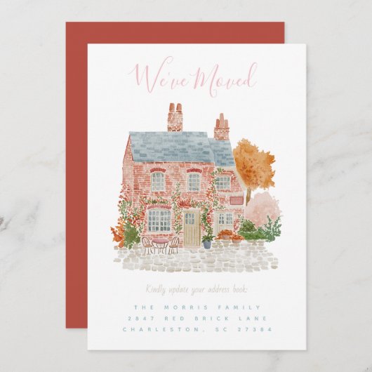 Red Brick Home Moving Announcement  Kaart (Voorkant / Achterkant)