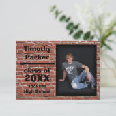 Red Brick met foto's - 3x5 Afstuderen aankondiging (Staand voorkant)