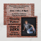 Red Brick met foto's - 3x5 Afstuderen aankondiging (Voorkant / Achterkant)