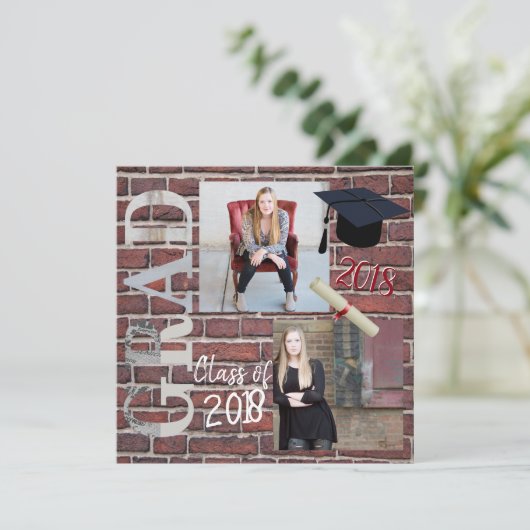 Red Brick Wall Foto - Afstuderen Kaart (Staand voorkant)