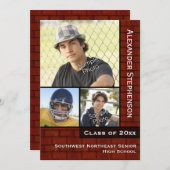 Red Brick Wall Foto Afstuderen Kaart (Voorkant / Achterkant)