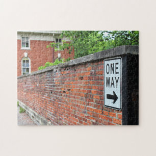 Red Brick Wall & One Way Sign Legpuzzel