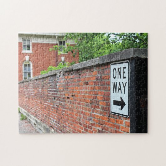 Red Brick Wall & One Way Sign Legpuzzel (Horizontaal)