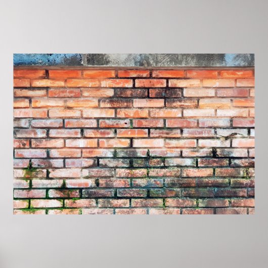 Red brick wall with stainsabstract, aged,archittu poster (Voorkant)