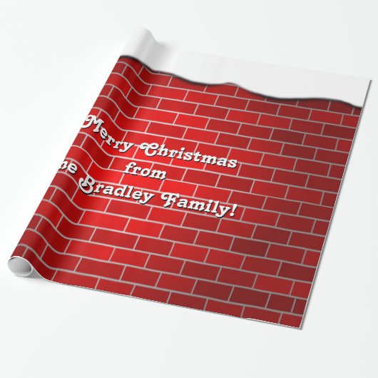 Red Brick with Snow Drift - Snowy Top Cadeaupapier (Uitgerold)