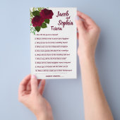 RED BRIDE EN GROOM TRIVIA SHOWER GAME CARD FLYER (Hand)