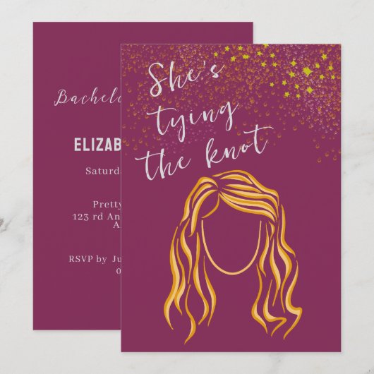 Red Bride to be Girl Bachelorette Party Invitation Kaart (Voorkant / Achterkant)