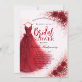 Red Bridesmaid Dress Bridal Shower Kaart (Voorkant)