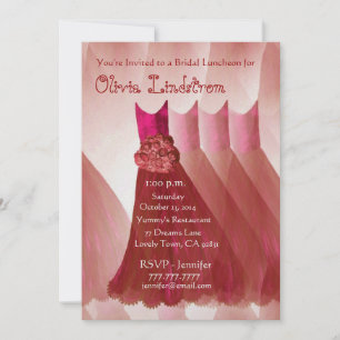 RED Bridesmaid Dresses Bridal Luncheon Uitnodiging