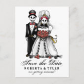 Red Briefkaart Halloween Skeletons Skelet opslaan (Voorkant)