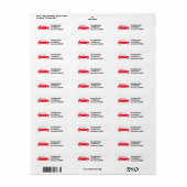 Red British Mini Cooper Custom Adresetiketten Etiket (Full Sheet)
