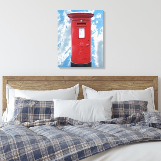 Red British Post box Canvas Afdruk (Insitu (Slaapkamer))
