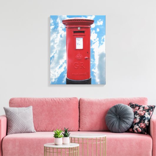 Red British Post box Canvas Afdruk (Insitu (Woonkamer))