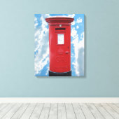 Red British Post box Canvas Afdruk (Insitu (Houten vloer))