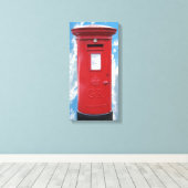 Red British Post box Canvas Afdruk (Insitu (Houten vloer))