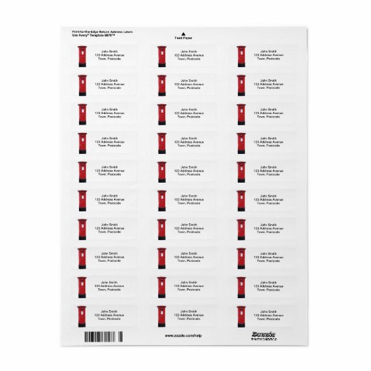 Red British Post box Etiket (Full Sheet)