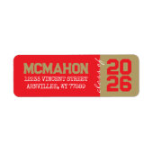 Red & Bronze Afstuderen retour adreslabels Etiket (Voorkant)