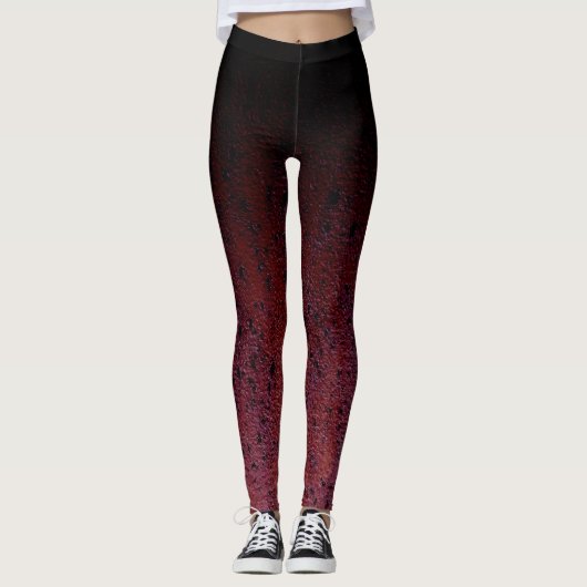Red Brown Black Ombre Rust Metal Patina Leggings (Voorkant)