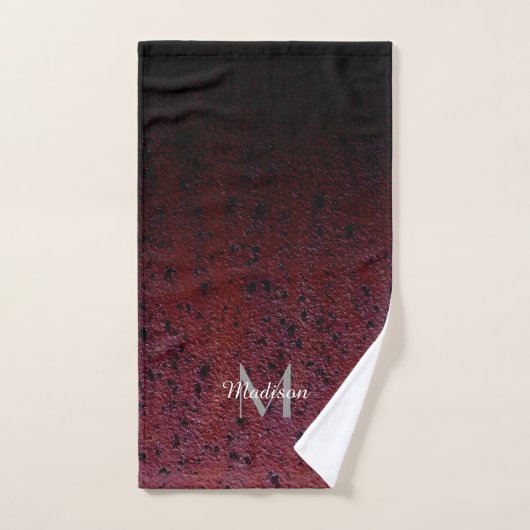 Red Brown Black Ombre Rust Metal Patina Monogram Bad Handdoek (Handdoek)