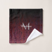 Red Brown Black Ombre Rust Metal Patina Monogram Bad Handdoek (Wasdoekje)
