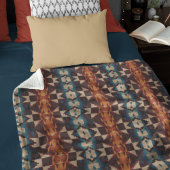 Red Brown Blauwgroen Blue Oranje Tribal Pattern Fleece Deken