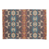 Red Brown Blauwgroen Blue Oranje Tribal Pattern Kussensloop (Voorkant-Links)
