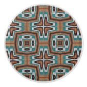 Red Brown Blauwgroen Turquoise Gray Tribal Art Pat Keramische Knop (Voorkant)